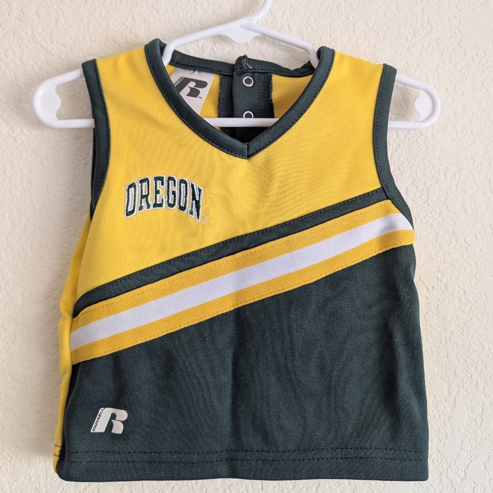 Vintage Russell Oregon Ducks Baby Cheerleading Outfit Top And Skirt